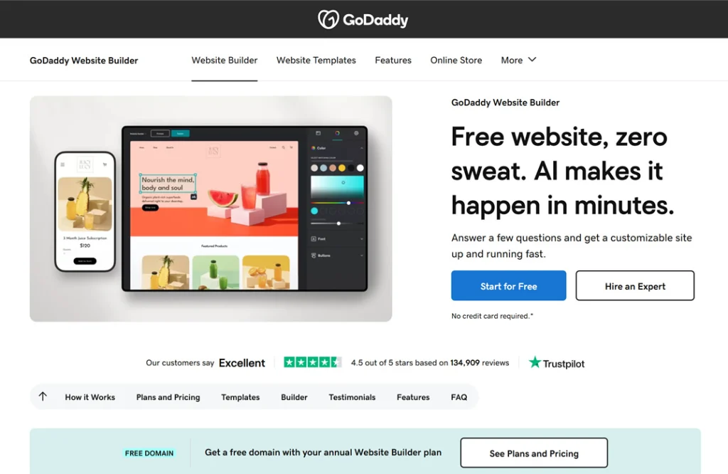 GoDaddy Airo AI Website Builder